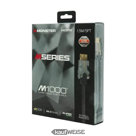 Cable HDMI Monster M1000 Ultra HD (1,5 m) | 4K HDR10 | Alta velocidad de 18 Gbps | Conexión V-Grip™