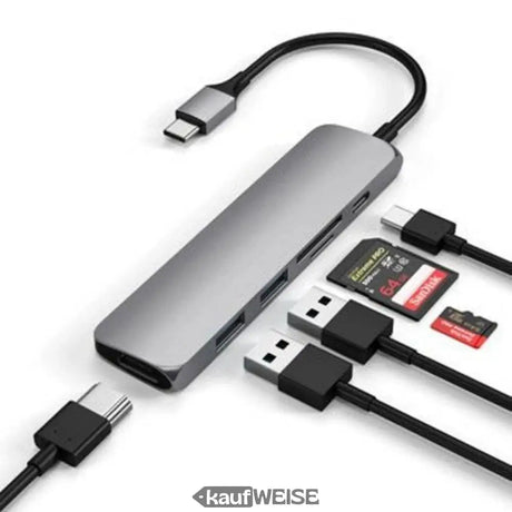 Satechi V2 Slim Adaptador Multiport USB-C | HDMI 4K 60Hz y Carga PD de 60W | Gris Espacial