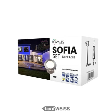 Iluminación LED para terrazas (pack de 10) | Resistente al agua IP67 | Luz blanca cálida (2800K) | Owlia SOFIA