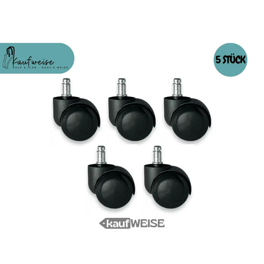 Deslizadores para sillas de oficina para suelos duros (set de 5) | Silenciosos y respetuosos con el suelo | Pin de 11 mm | Estilo patinador