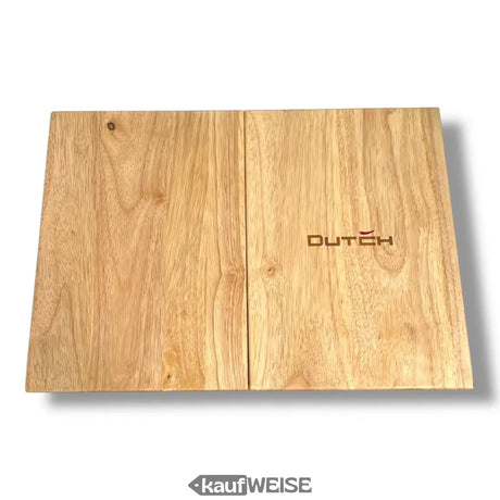 DutchDeluxes tabla de cortar de teca 3 en 1 (plegable) | bandeja para servir y soporte para tablet | de teca maciza