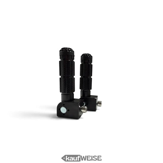 Estriberas plegables, aluminio CNC negro, 12 cm, par