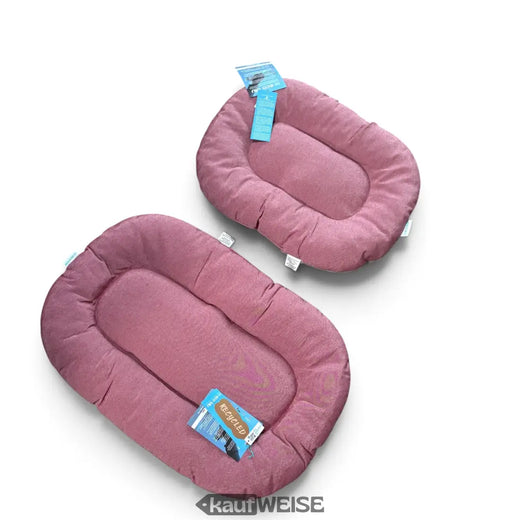 Cama para perro rosa, ovalada | Lila jaspeado, material reciclado, Made in Italy | 60 x 46 o 80 x 50 cm