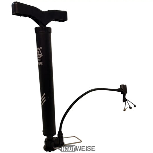 LeiPoS mini bomba de pie para bicicleta portátil en negro | plegable y extensible (33-52 cm) | incluye 3 adaptadores | bomba de aire compacta
