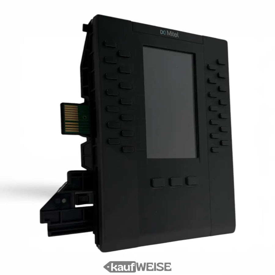 Schwarzes mitel m695 lcd-erweiterungsmodul mit rechteckigem display und tasten für mitel 6900 geschäftstelefon