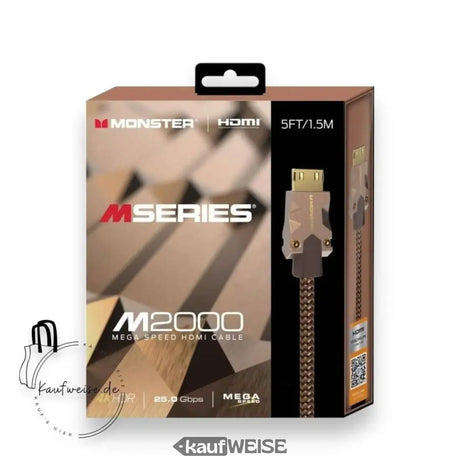 Cable HDMI Ultra HD Monster M2000 (1,5 m) | 4K a 60 Hz HDR10+ | Alta velocidad 25 Gbps | Conexión V-Grip™