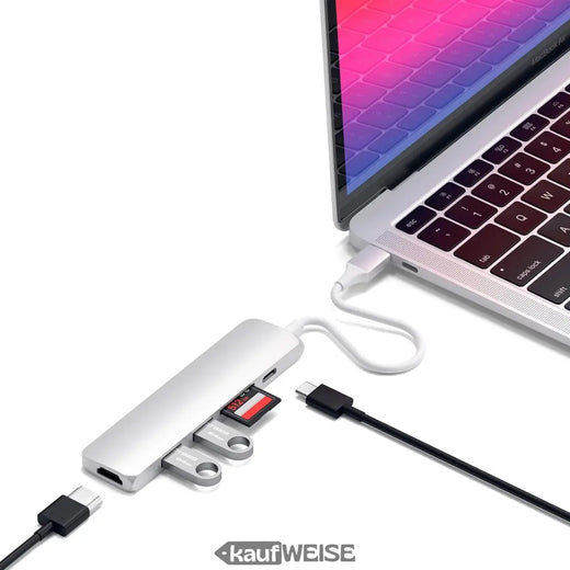 Satechi V2 Slim Adaptador Multiport USB-C | HDMI 4K 60Hz y carga PD de 60W | Plata