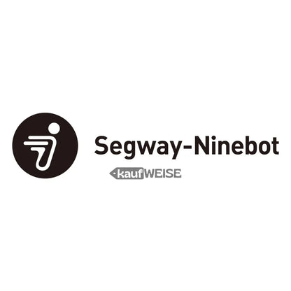 Segway-Ninebot-Logo mit schwarzem-weißen Design und stilisiertem Menschen für Max G30 Ständer
